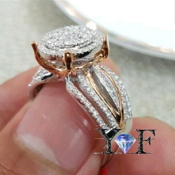 Sophicates Halo Gold Silver CZ Pave Ring - Picture 2 of 12